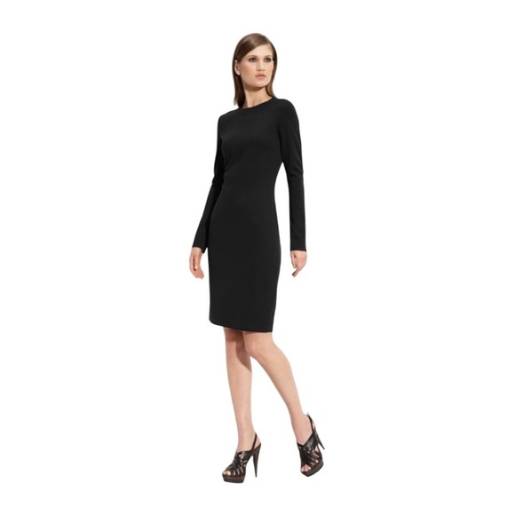 St.John Long-Sleeve Fitted Milano Knit Dress Size 10 Black -  threedaughtersproperties.com